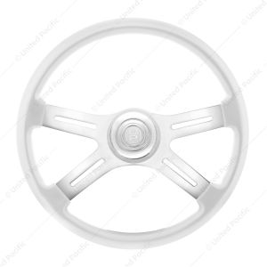 18" Candy Color 4 Spoke Steering Wheel With Chrome Horn Bezel And Horn Button-Pearl White