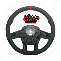 18" YourGrip GT PRO Leather Steering Wheel For 2012-2021 Peterbilt 579 & 2013-2021 Kenworth T680-Bla