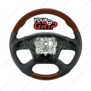 18" YourGrip Leather And Wood Steering Wheel For 2018-2026 Freightliner Cascadia