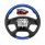 18" YourGrip Leather & Wood Candy Color Steering Wheel For 2018-2026 Freightliner Cascadia-Indigo Bl