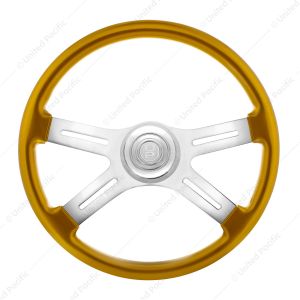 18" Candy Color 4 Spoke Steering Wheel With Chrome Horn Bezel And Horn Button