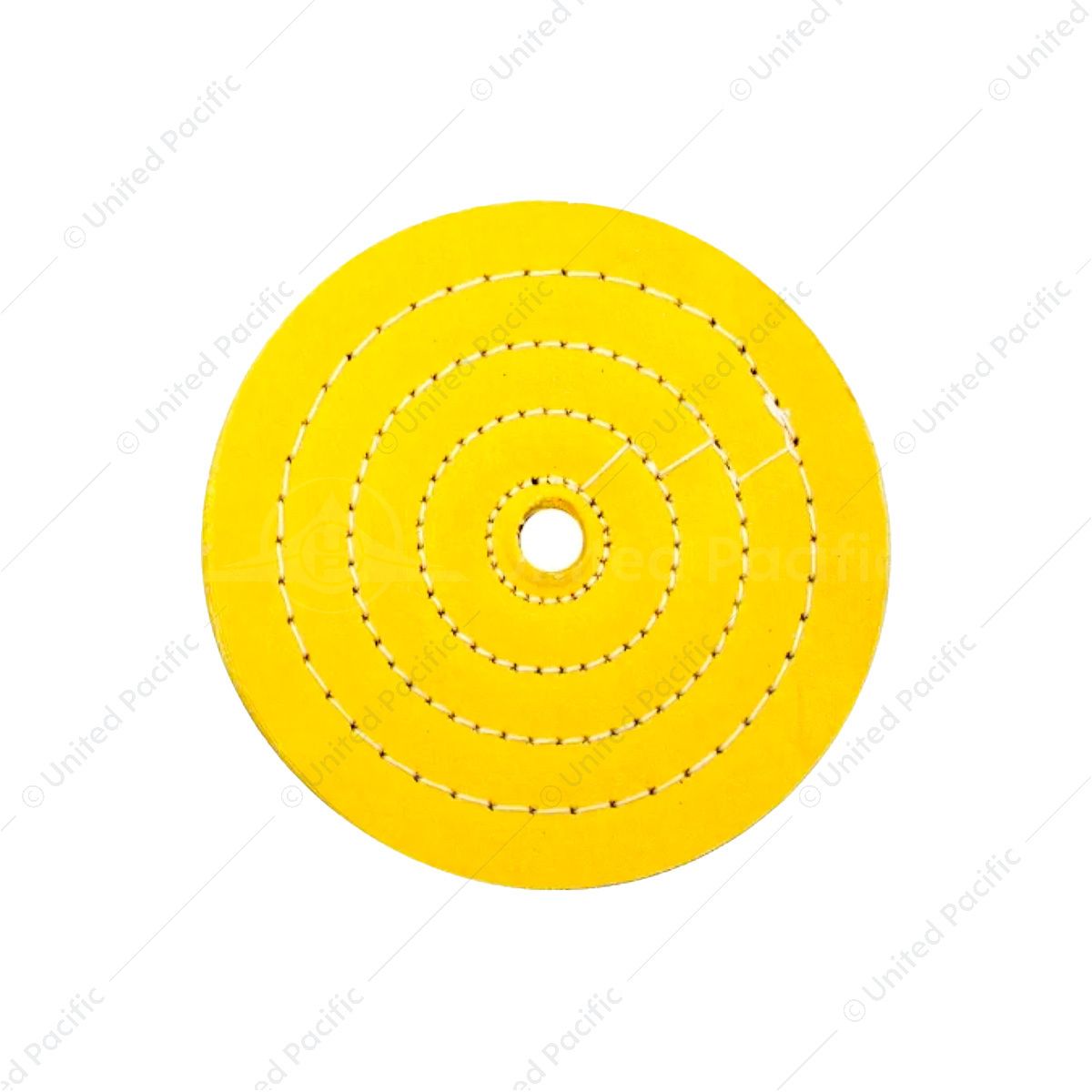 6" Yellow Treated Muslin Buff - 5/8" Arbor