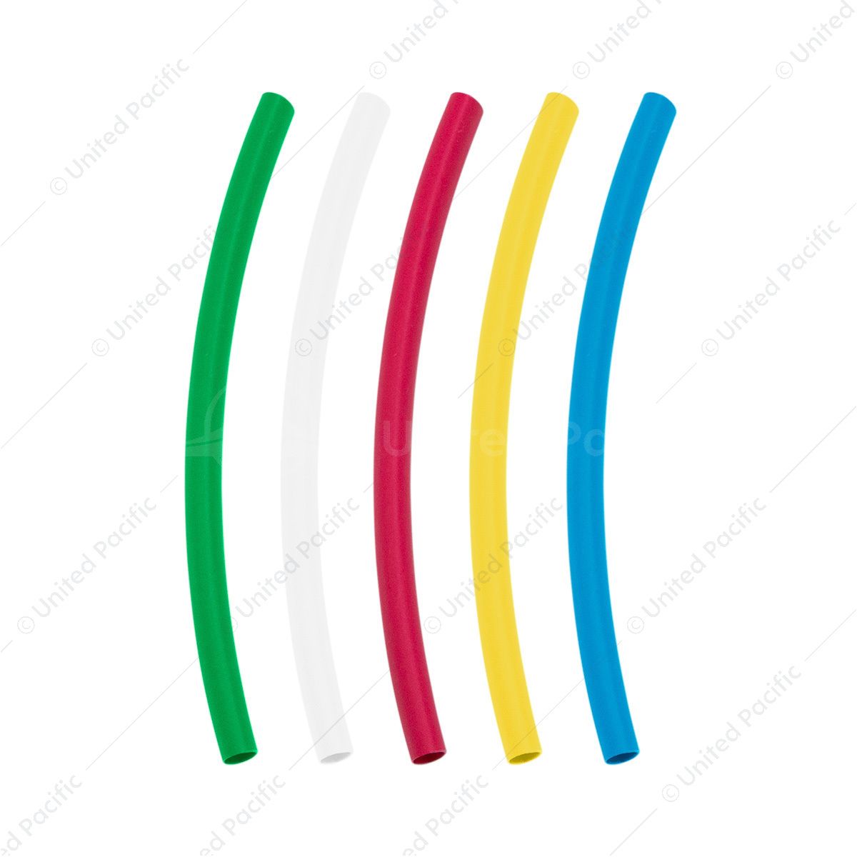 Assorted 1/4" Blue,Clear,Green,Red,Yellow Heat Shrink Tubing, 4" Long (5-Pack)