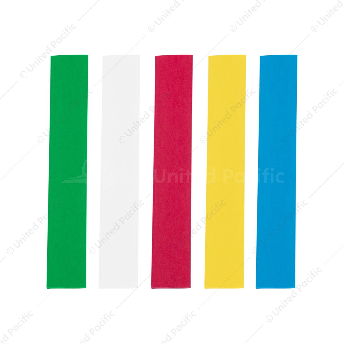 Assorted 3/8" Blue,Clear,Green,Red,Yellow Heat Shrink Tubing, 4" Long (5-Pack)