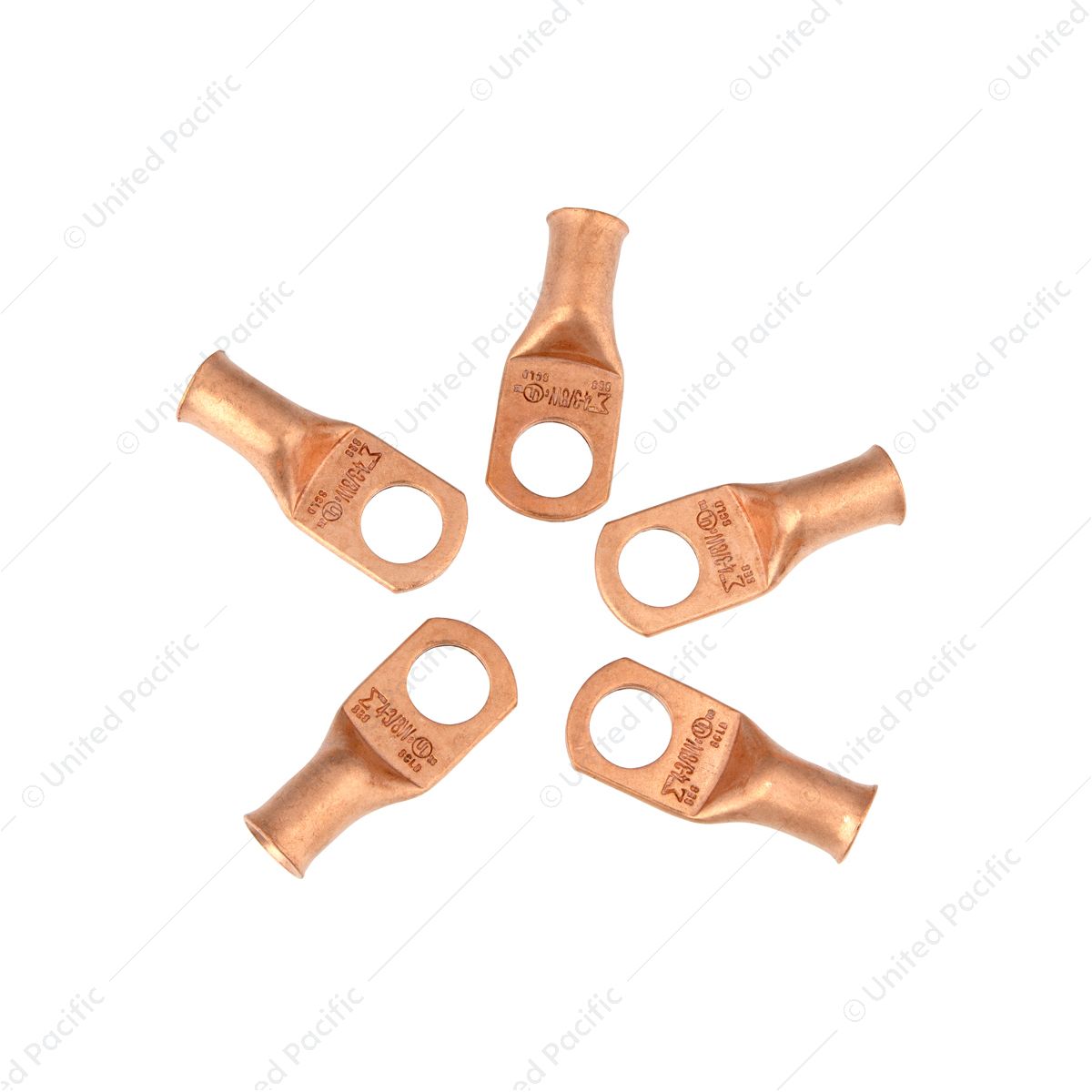 4 AWG 3/8" Stud Seamless Tubular Copper Lug (5-Pack)