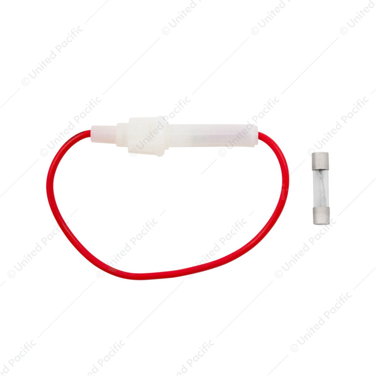 In-Line Glass Fuseholder 16 AWG 6.5" Wire w/ 14 Amp SFE Fuse, 1 Set.