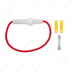In-Line Glass Fuseholder 12 AWG 6.5" Wire w / (1)20 Amp AGC Fuse & (2)Vinyl Terminals, 1 Set.