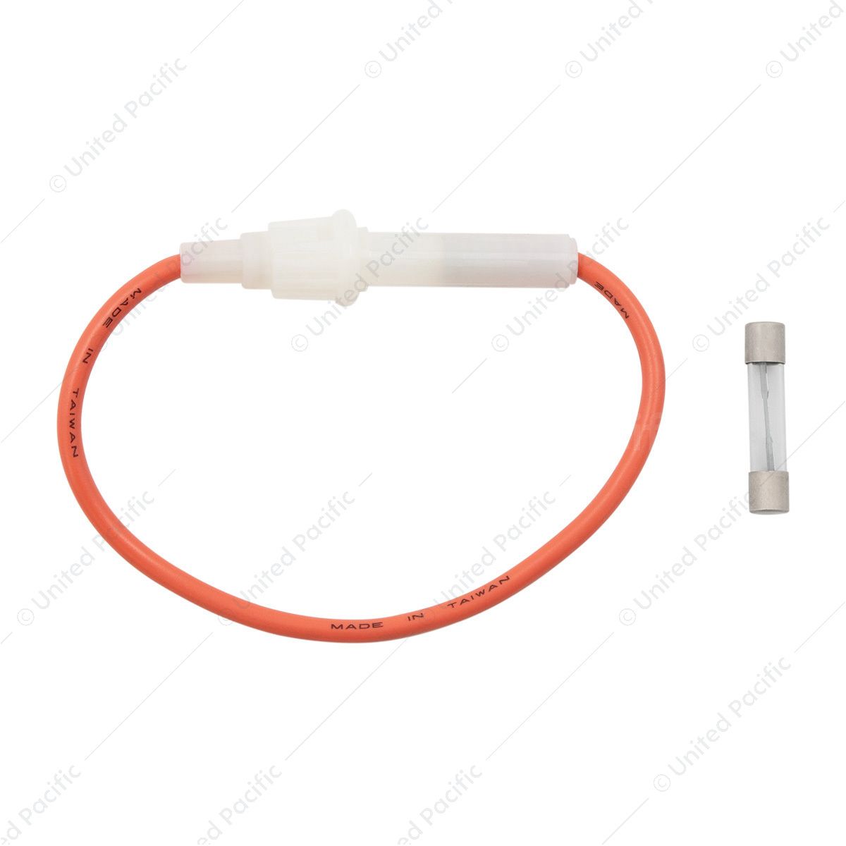 In-Line Glass Fuseholder 12 AWG 7" Wire w/ 30 Amp AGC Fuse, 1 Set.