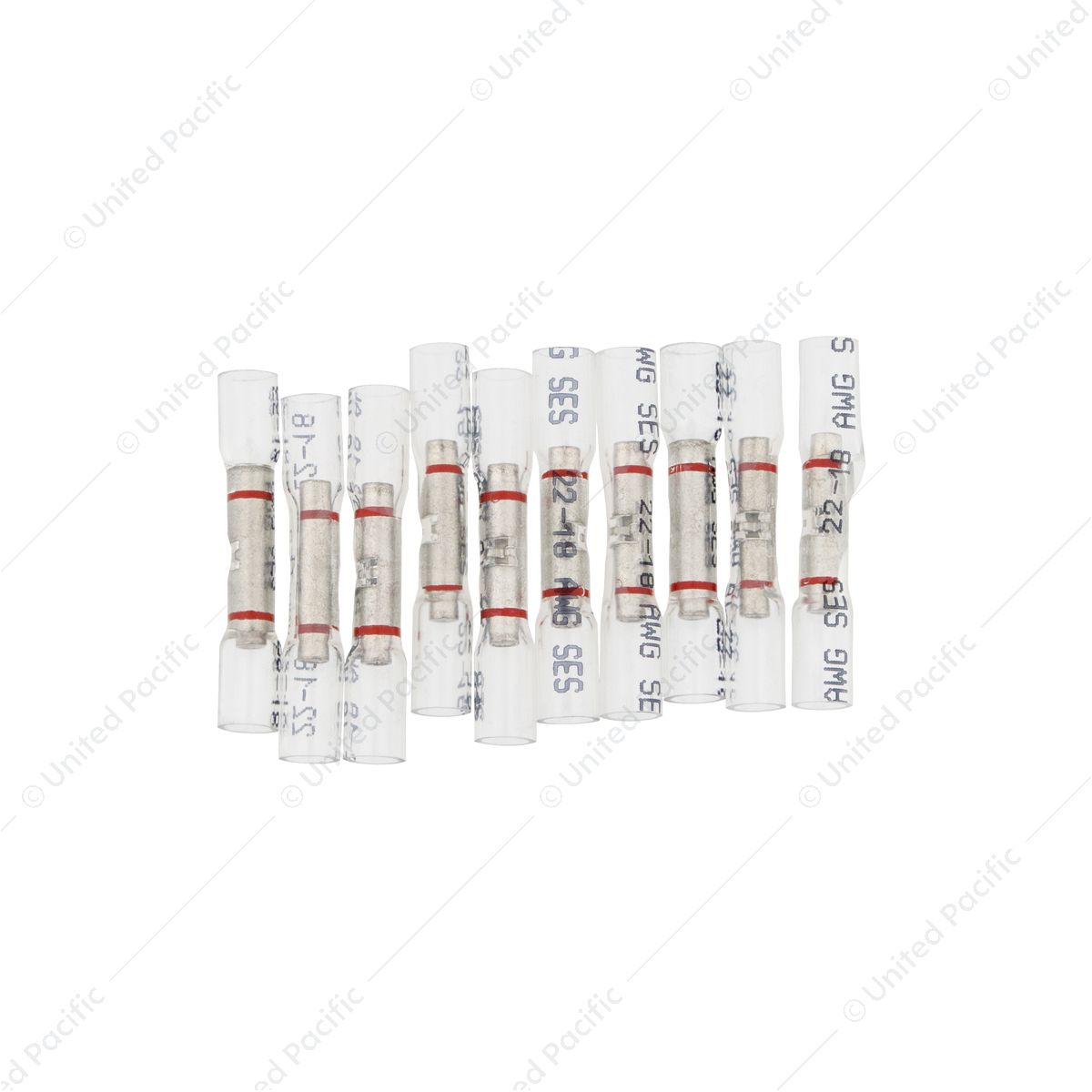 22-18 AWG CS Window Heat Shrink Butt Connector - Clear w/ Red Stripe (10-Pack)