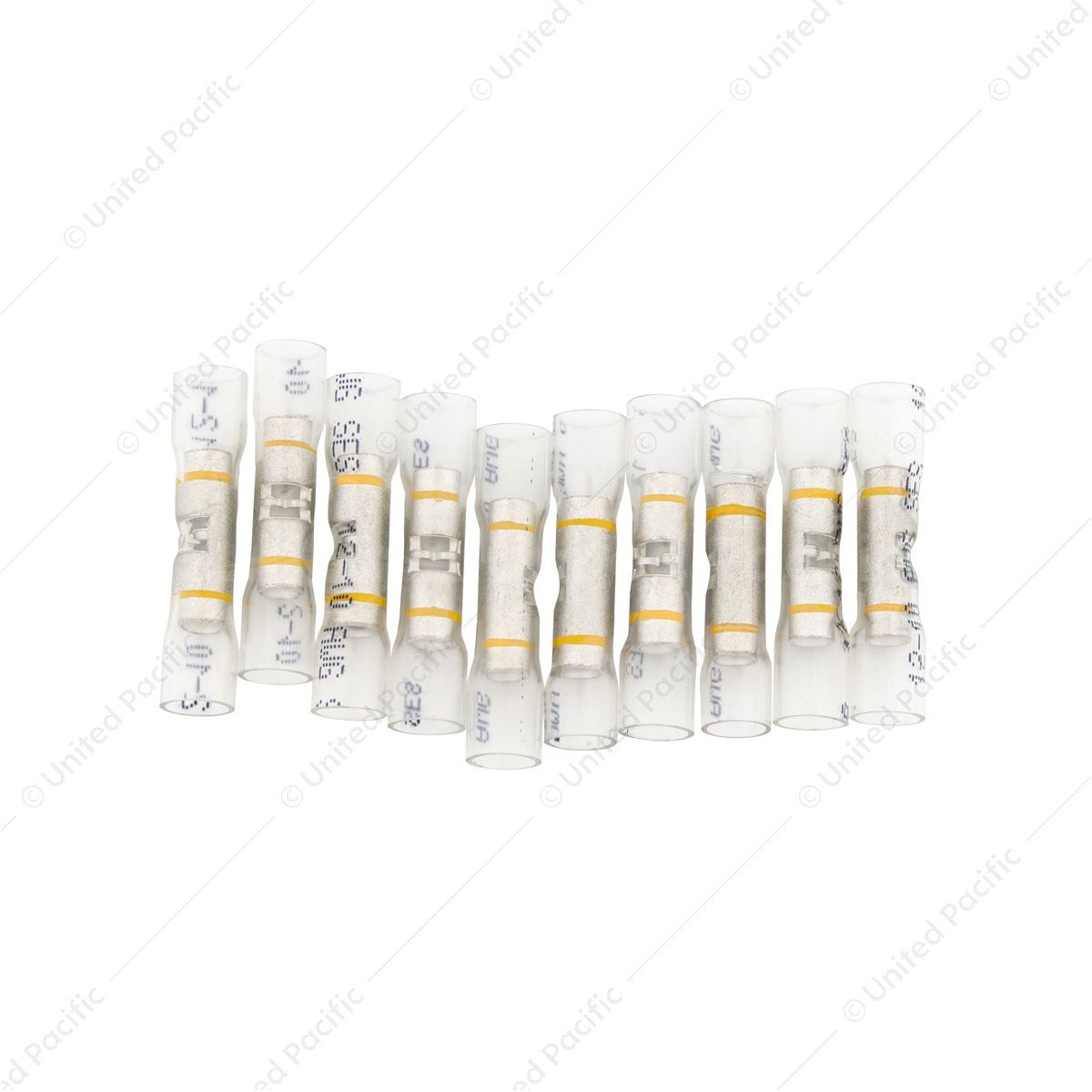 12-10 AWG CS Window Heat Shrink Butt Connector - Clear w/ Yellow Stripe (10-Pack)