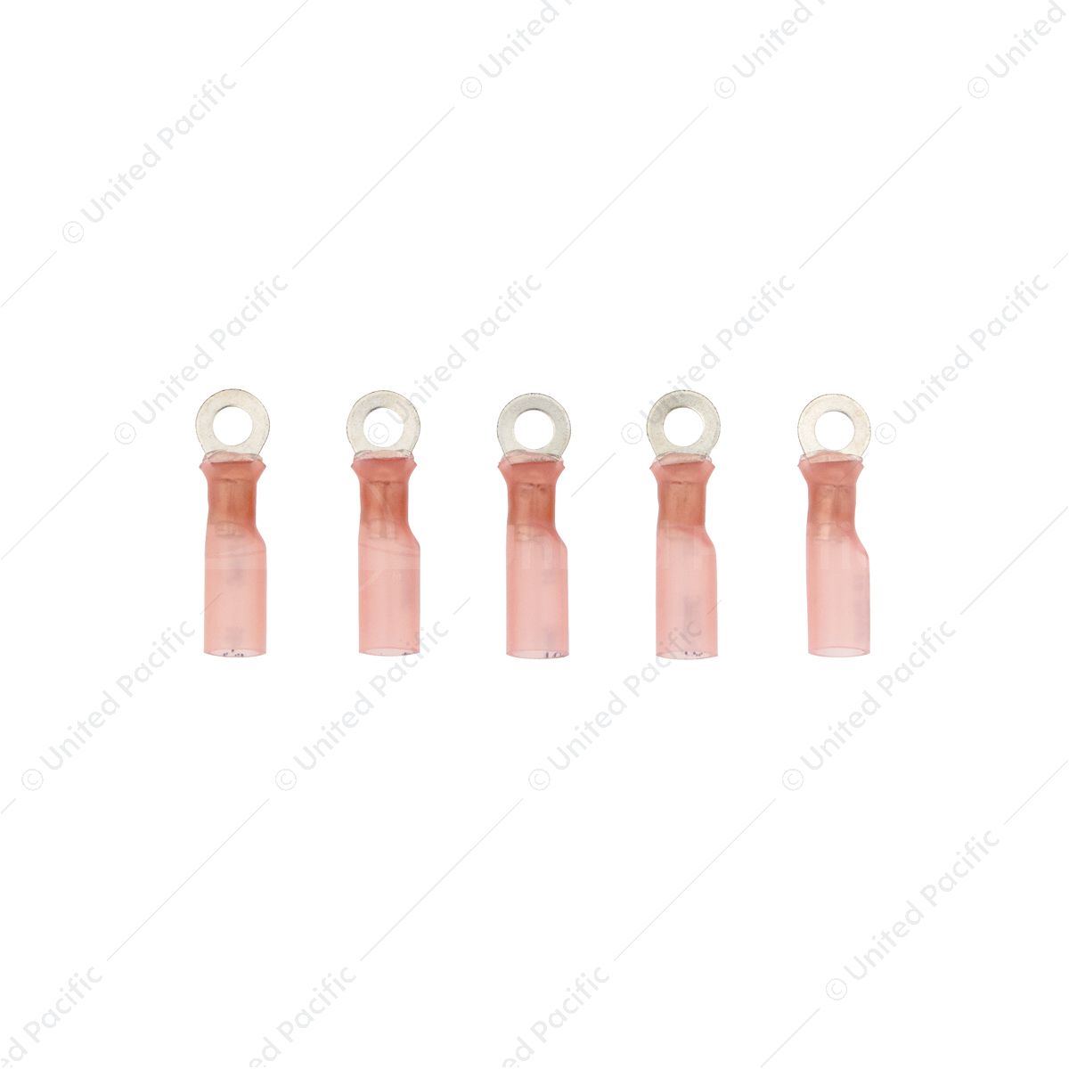 22-18 AWG #8 Stud CS Heat Shrink Ring Terminal - Red (5-Pack)