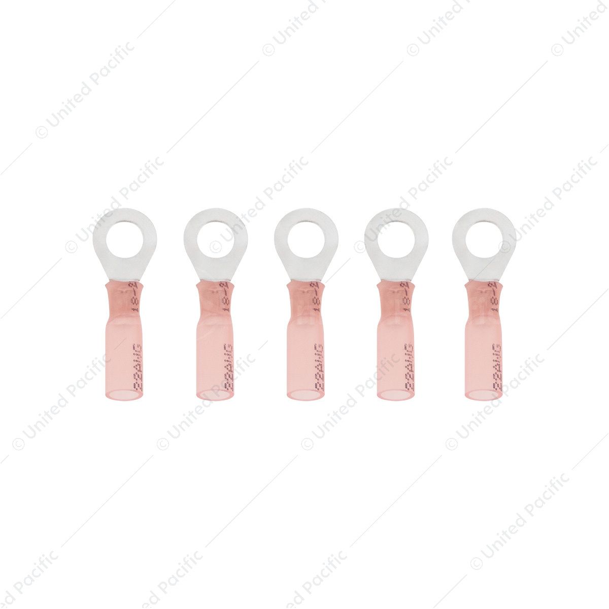 22-18 AWG 1/4" Stud CS Heat Shrink Ring Terminal - Red (5-Pack)