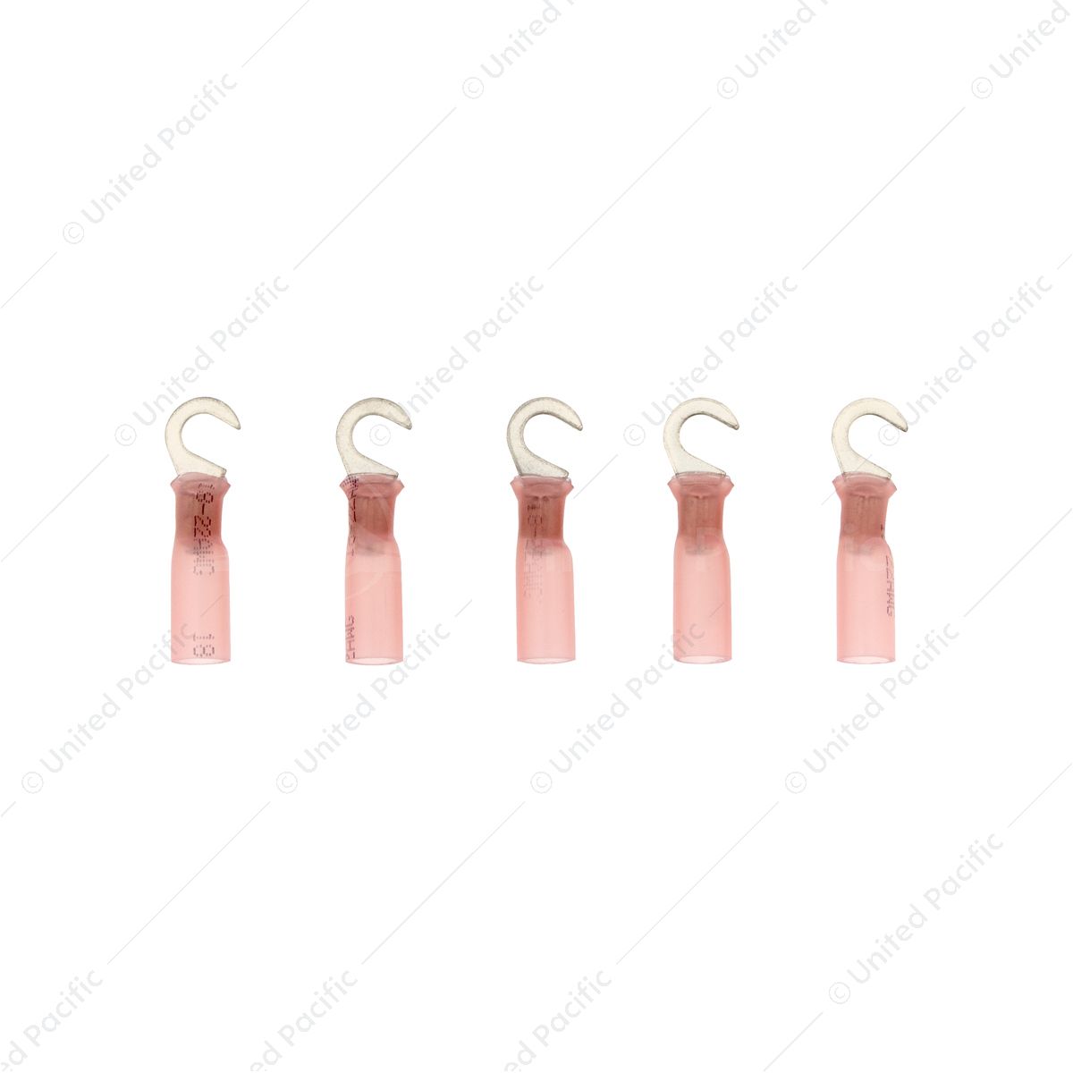 22-18 AWG #10 Stud CS Heat Shrink Hook Terminal - Red (5-Pack)