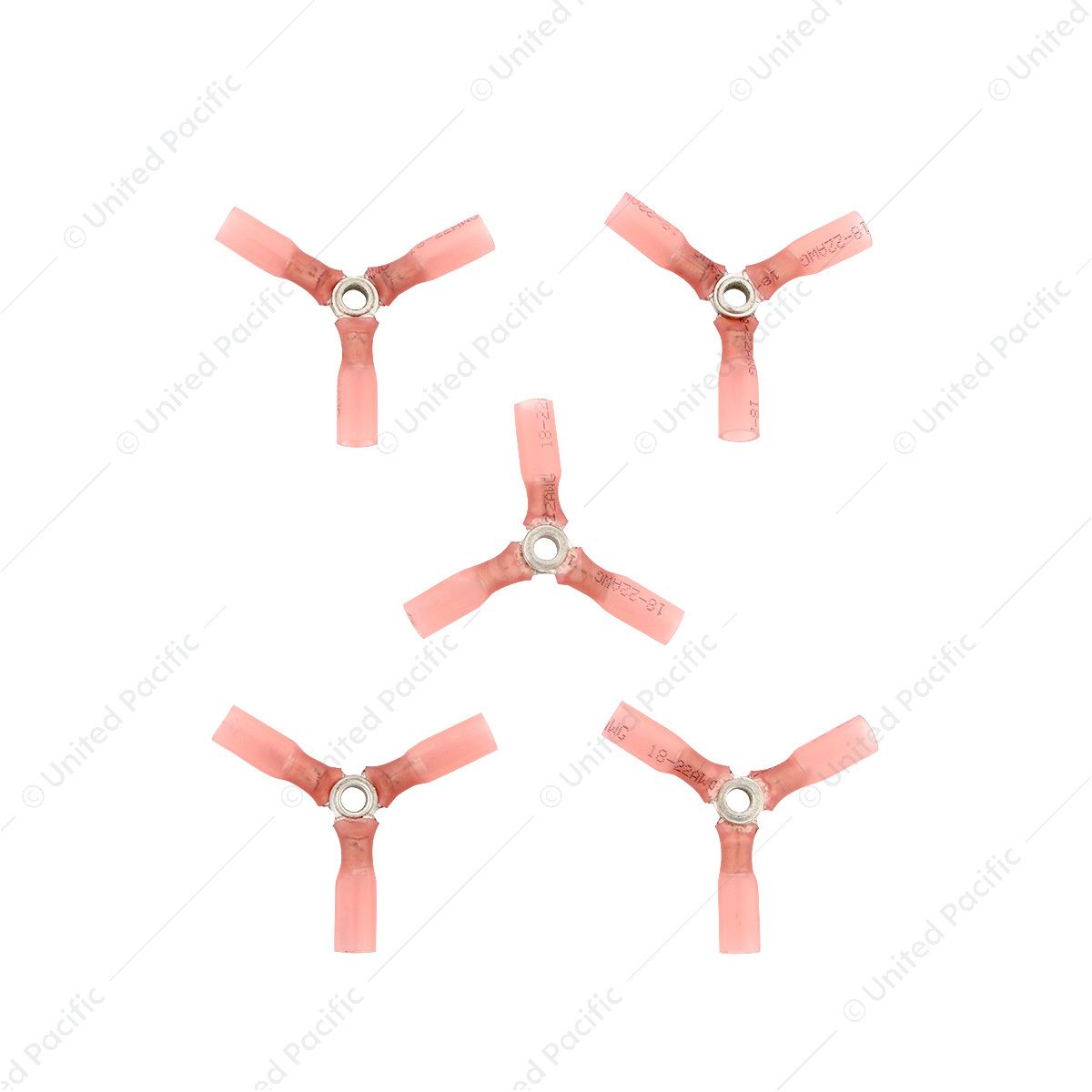 22-18 AWG 3-Way (Y) CS Heat Shrink Connector - Red (5-Pack)