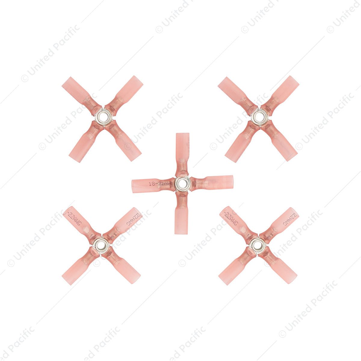 22-18 AWG 4-Way (X) CS Heat Shrink Connector - Red (5-Pack)