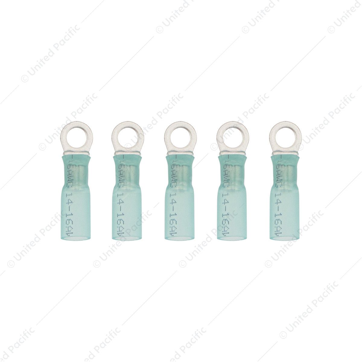16-14 AWG #10 Stud CS Heat Shrink Ring Terminal - Blue (5-Pack)
