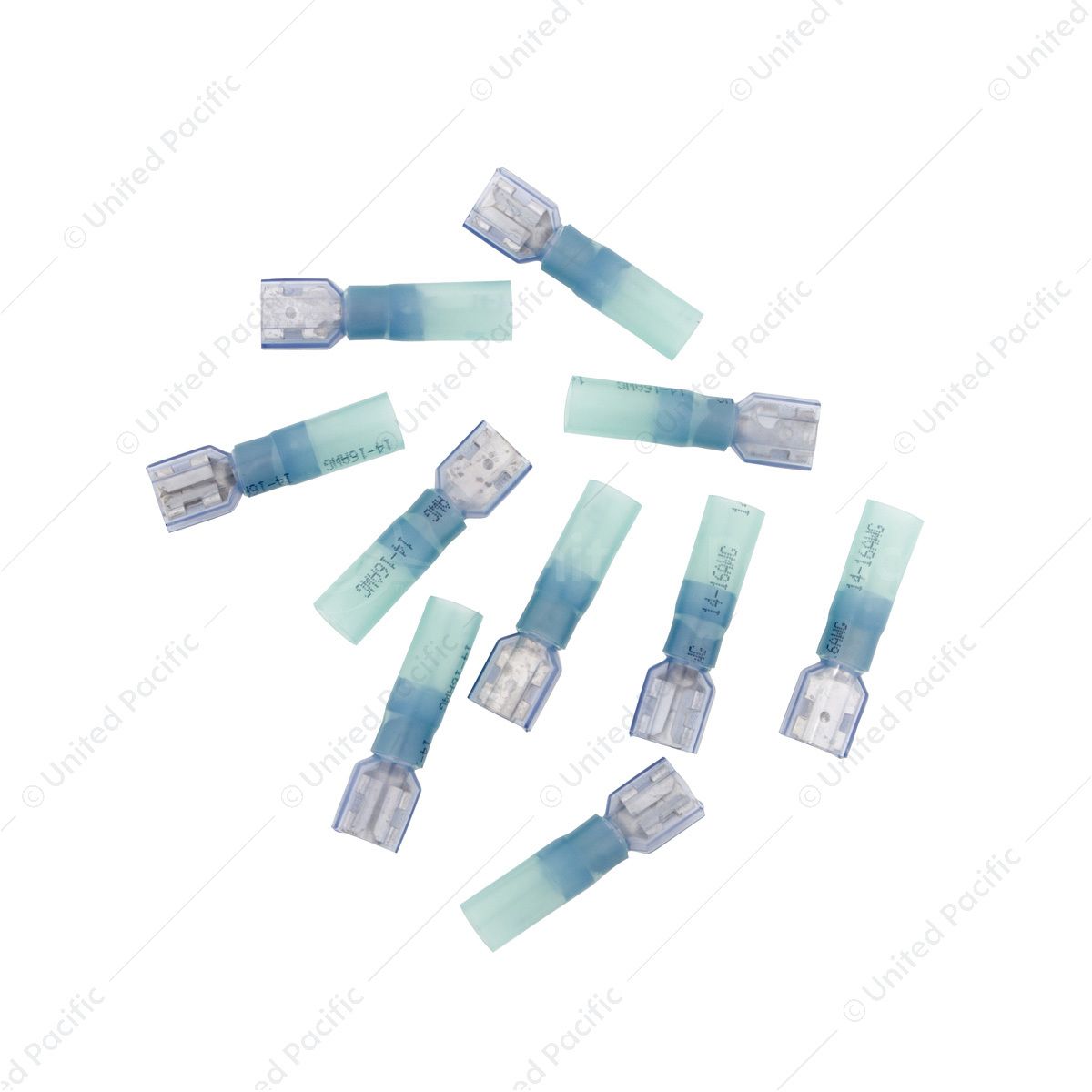 16-14 AWG .250 Tab CS Fully Insulated Heat Shrink FM Disconnect - Blue (10-Pack)