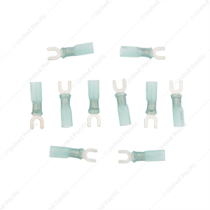 16-14 AWG #8 Stud CS Heat Shrink Spade Terminal - Blue (10-Pack)