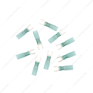 16-14 AWG #10 Stud CS Heat Shrink Spade Terminal - Blue (10-Pack)