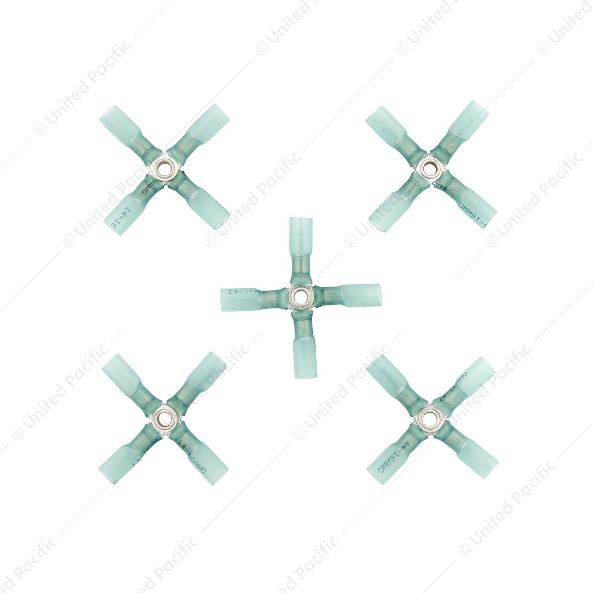 16-14 AWG 4-Way (X) CS Heat Shrink Connector - Blue (5-Pack)