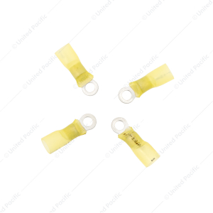 12-10 AWG #10 Stud CS Heat Shrink Ring Terminal - Yellow (4-Pack)