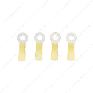 12-10 AWG 1/4" Stud CS Heat Shrink Ring Terminal - Yellow (4-Pack)