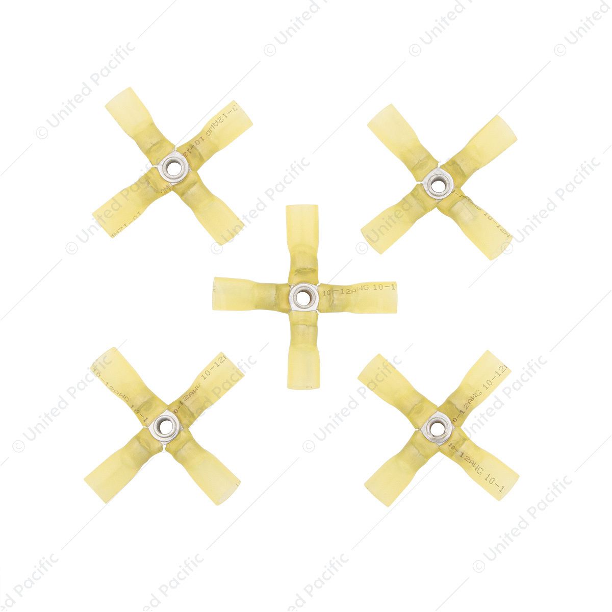 12-10 AWG 4-Way (X) CS Heat Shrink Connector - Yellow (5-Pack)