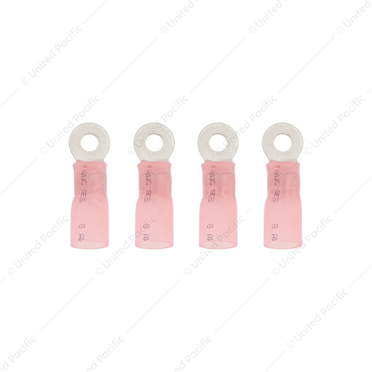 8 AWG #10 Stud CS Heat Shrink Ring Terminal - Pink (4-Pack)