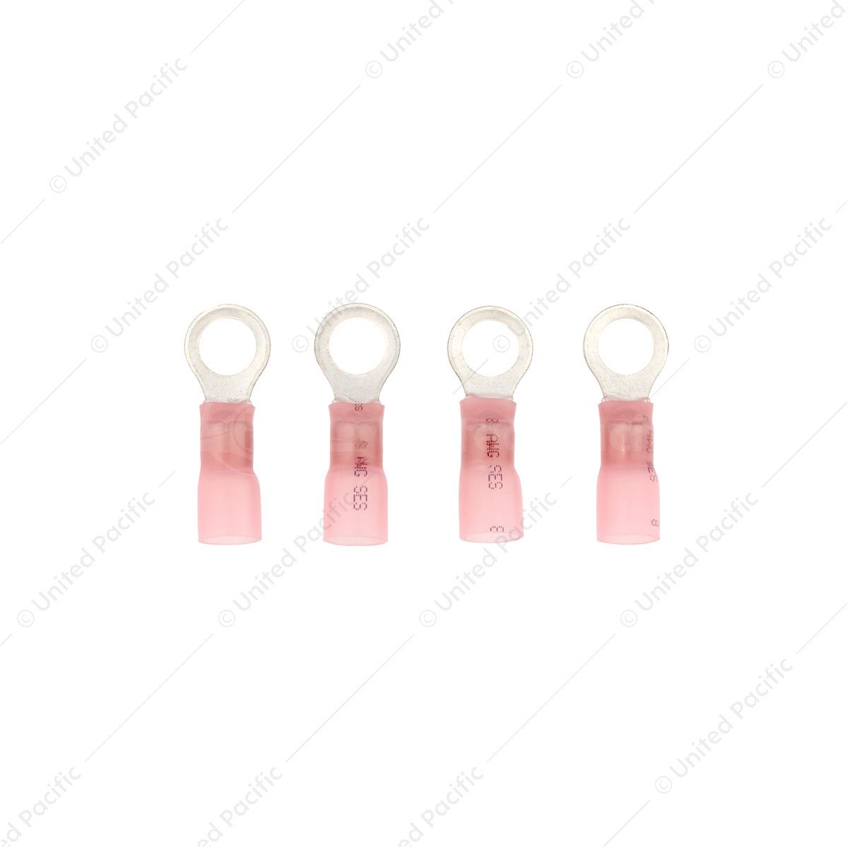 8 AWG 3/8" Stud CS Heat Shrink Ring Terminal - Pink (4-Pack)