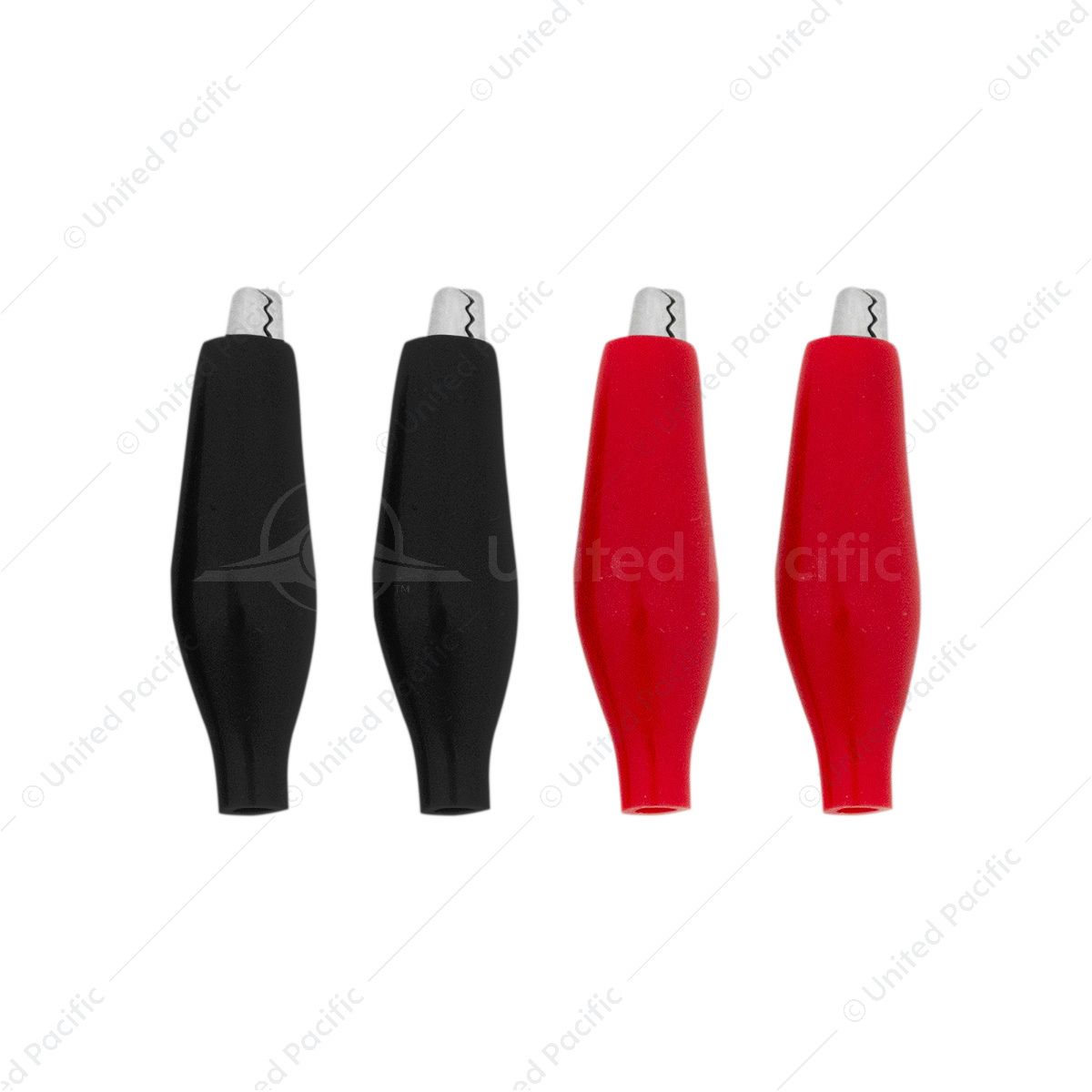 1" 10 Amp Alligator Test Clips w/ Vinyl Boots, 2Red/2Black 2 Sets.