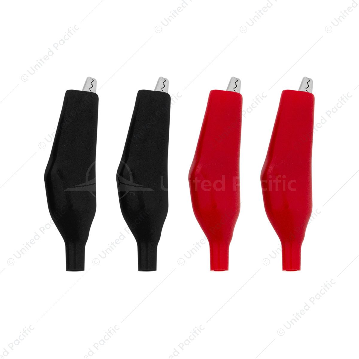 2" 10 Amp Alligator Test Clips w/ Vinyl Boots, 2Red/2Black 2 Set.