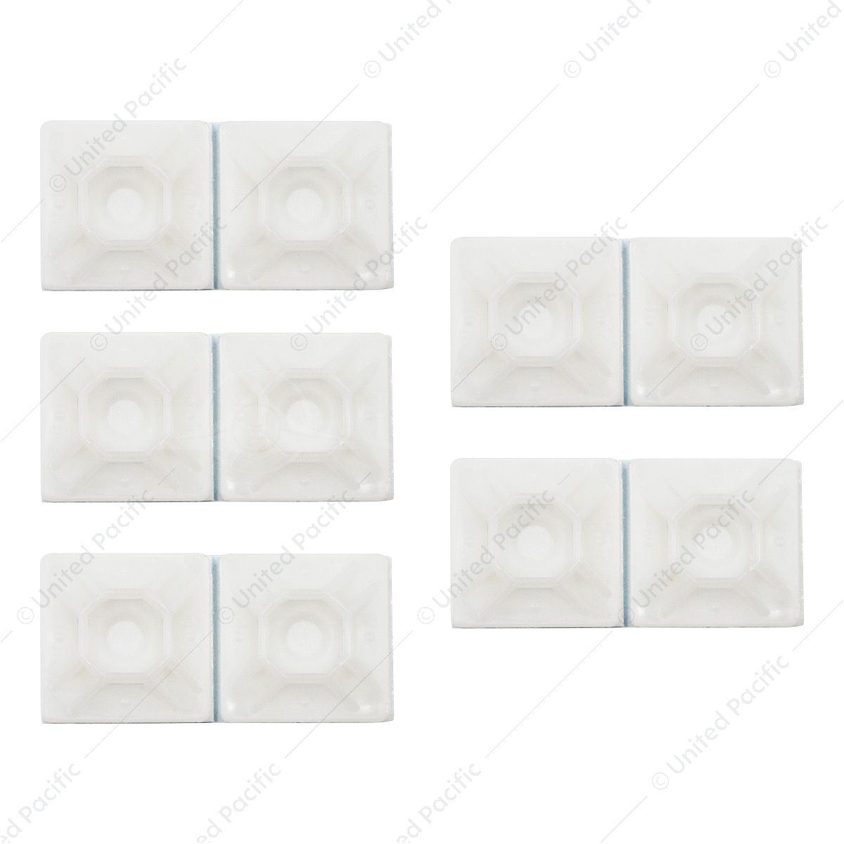 1" Natural Nylon Adhesive Wire Tie Mount 50 Lbs Ties (10-Pack)