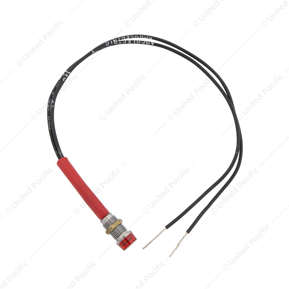 Red Mini Warning Light 16 Amp 12V 1/4" Panel Mount w/Leads 1 Pc.