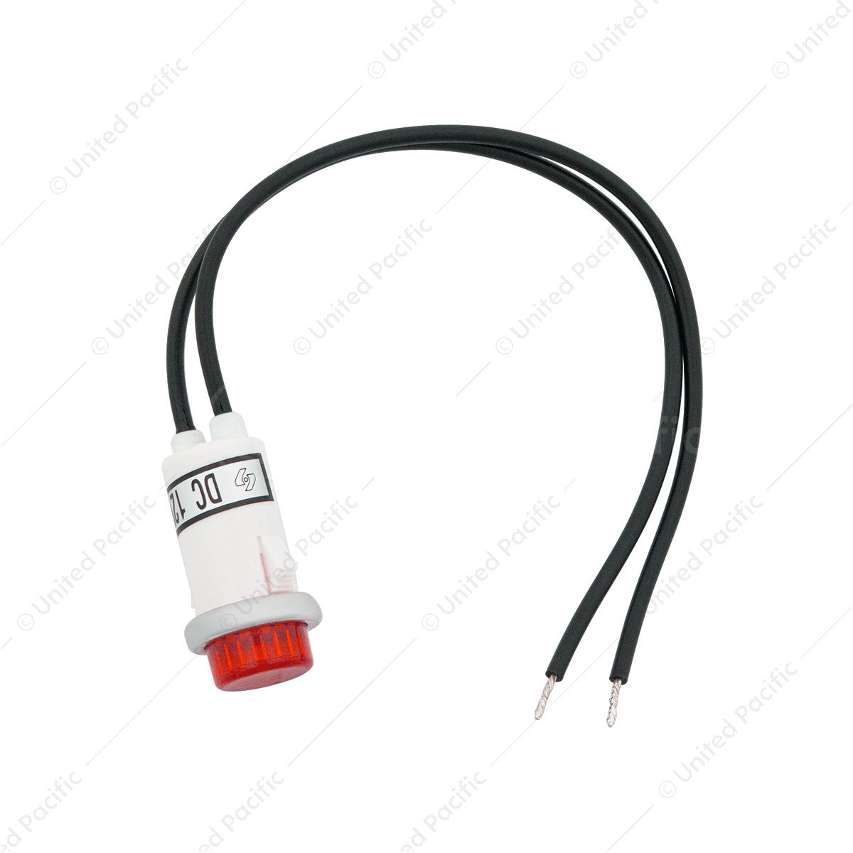 16 Amp 12V Red Warning Light w/ 1/2" Panel Mount and Leads 1 Pc.