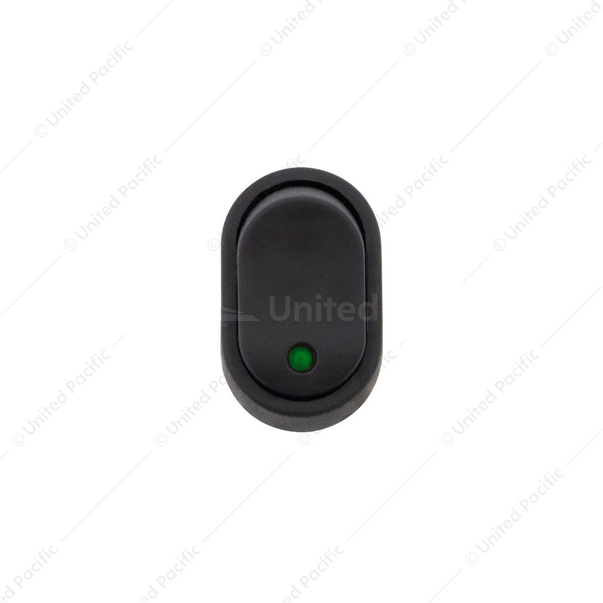 Green LED Oval Rocker 16 Amp 12V On/Off 1/2" Dia. 1 Pc.