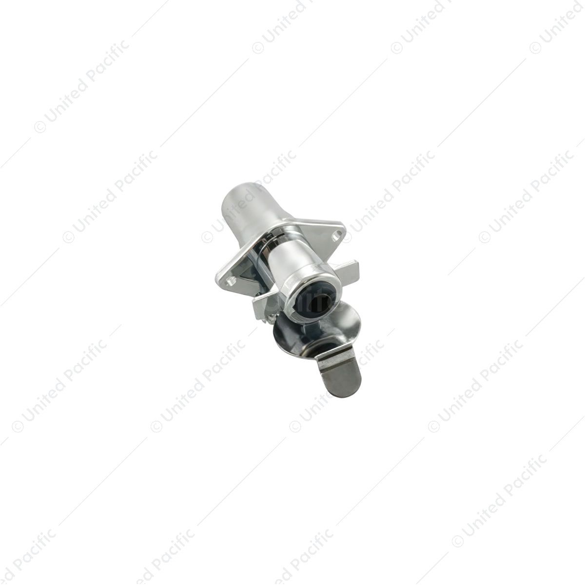 4-Pole Round M/FM Chrome Metal Trailer Plug Connector, 1 Set.