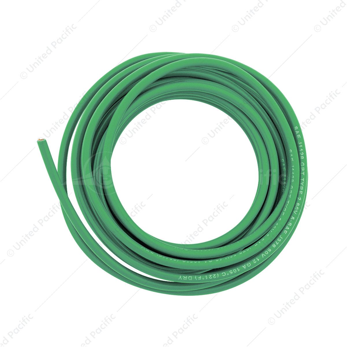 Primary Wire - Rated 80°C 12 AWG, Green 12 Ft.