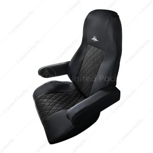 Riggear Napa Faux Leather Seat Cover Set For 2008-2025 Freightliner Cascadia-Black