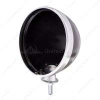 7" Black Dietz Style Headlight Housing & Chrome Rim Only and 34222 Pigtail (Pair)