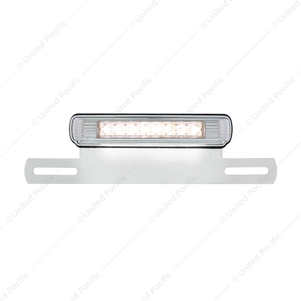Chrome License Plate Light & Bracket With White LED Backup Light - White LED/Clears Lens