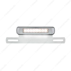 Chrome License Plate Light & Bracket With White LED Backup Light - White LED/Clears Lens