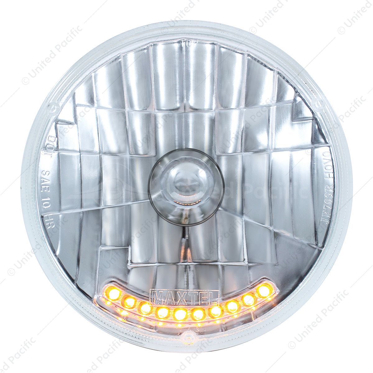 7" Crystal Headlight With 10 Amber LED Position Lights