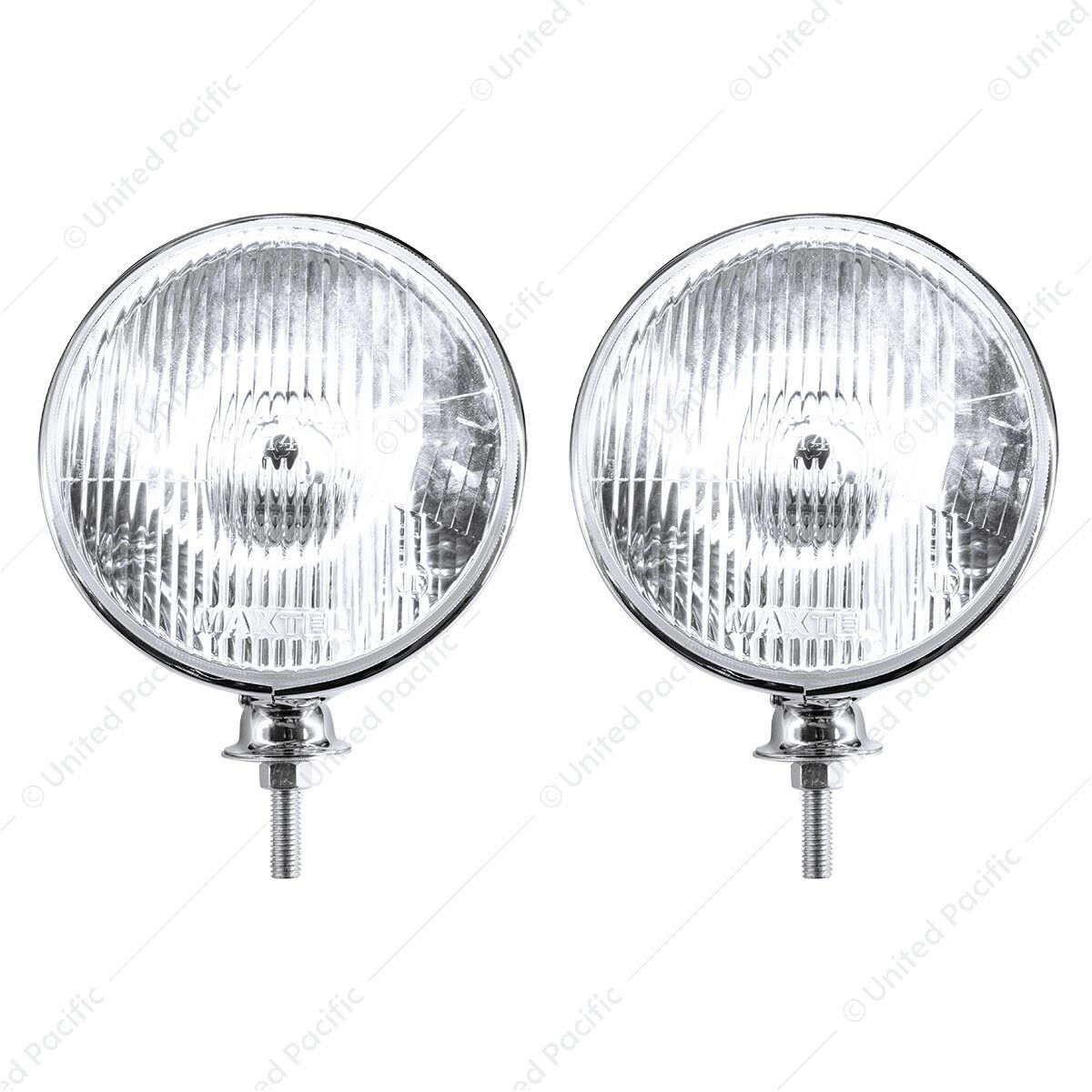 7" Chrome Dietz Style Headlight With 12 Volt Flat H4 Halogen Bulb (Pair)