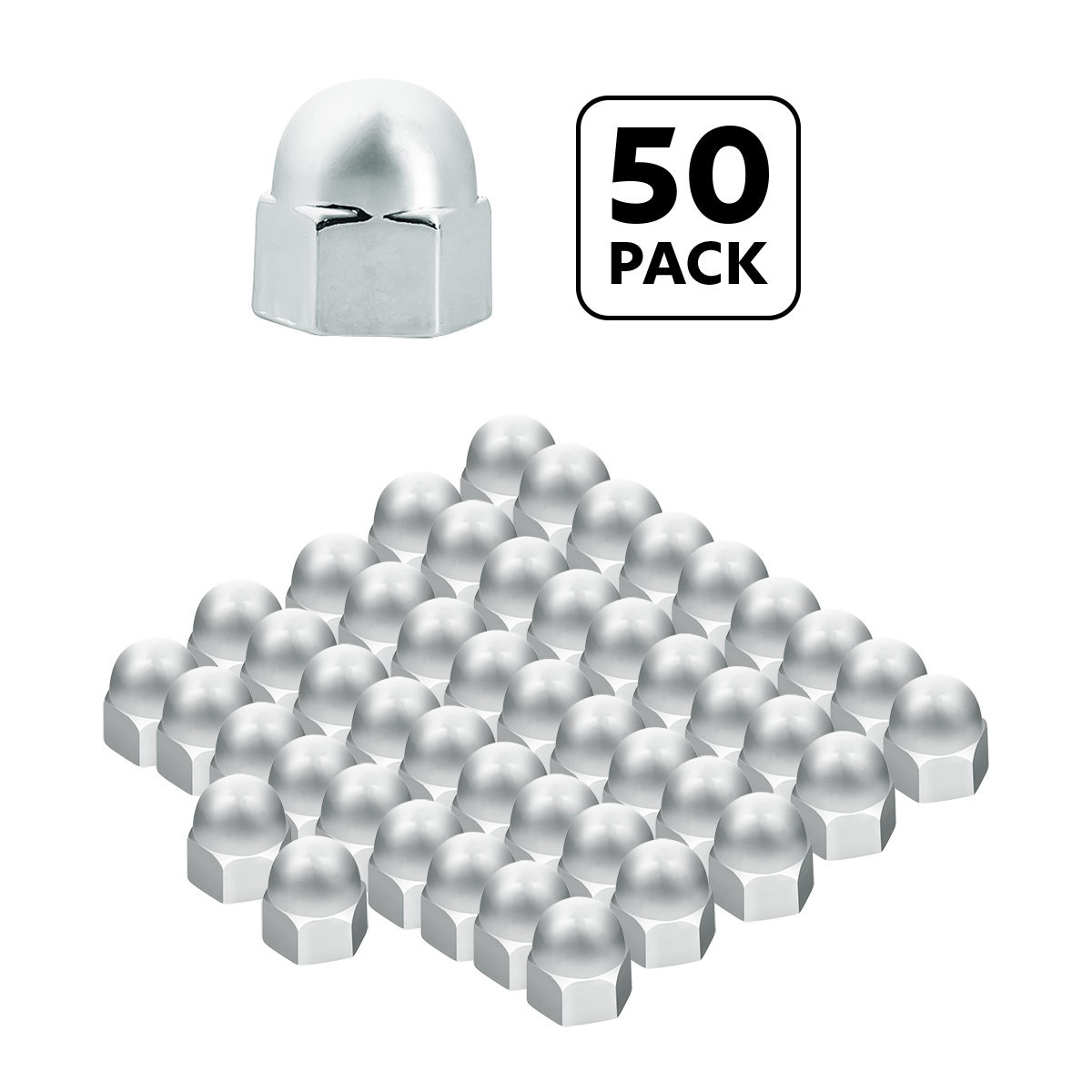 7/16" X 5/8" Chrome Die-Cast Acorn Nut Cover (50 pcs/Bag)