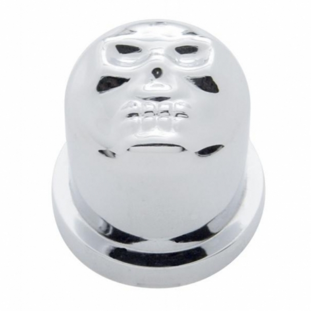 7/16" X 3/4" Chrome Plastic Skull Nut Cover, Push-On Style (10-Pack)