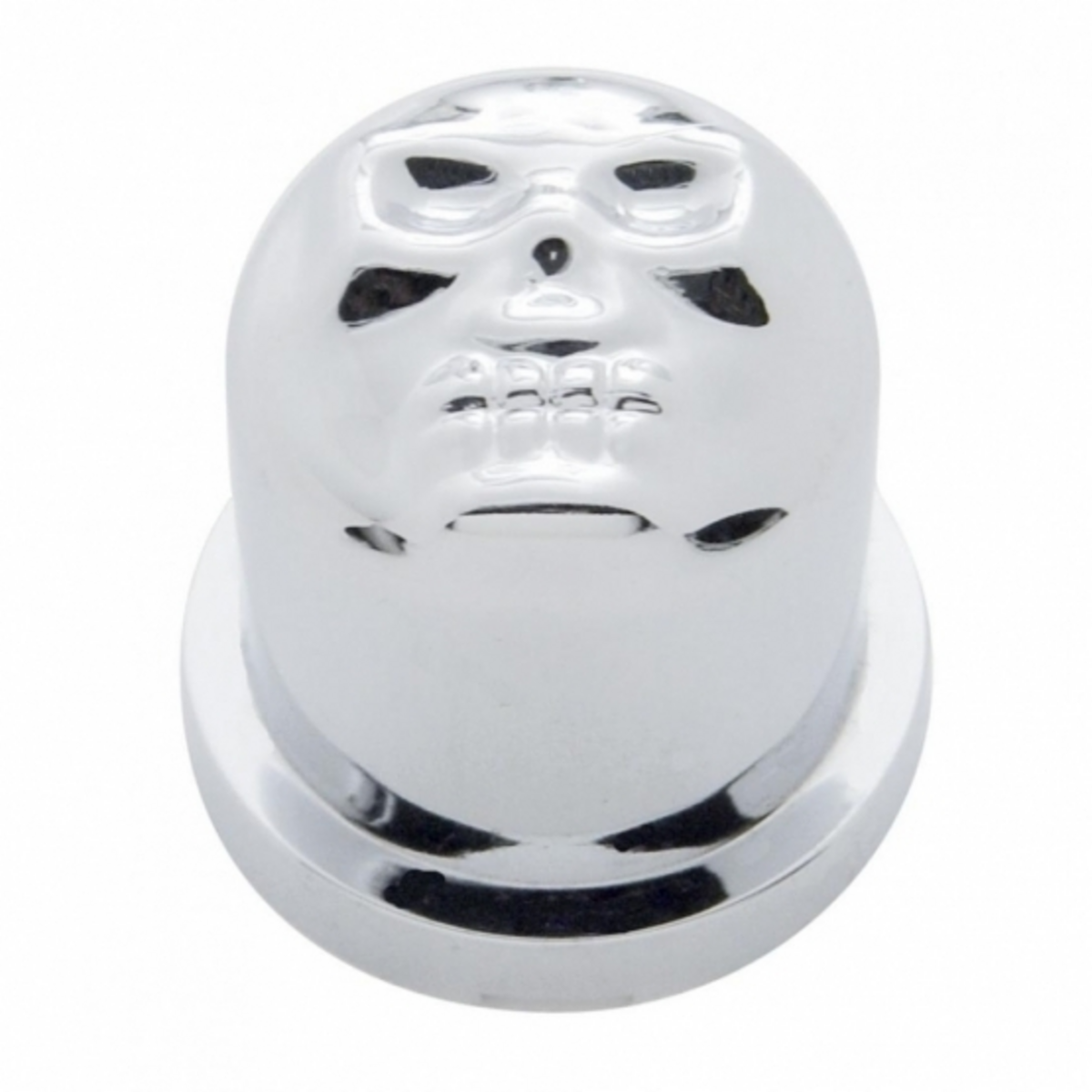 1-1/8" X 1-7/8" Chrome Plastic Skull Nut Cover, Push-On Style (10-Pack)