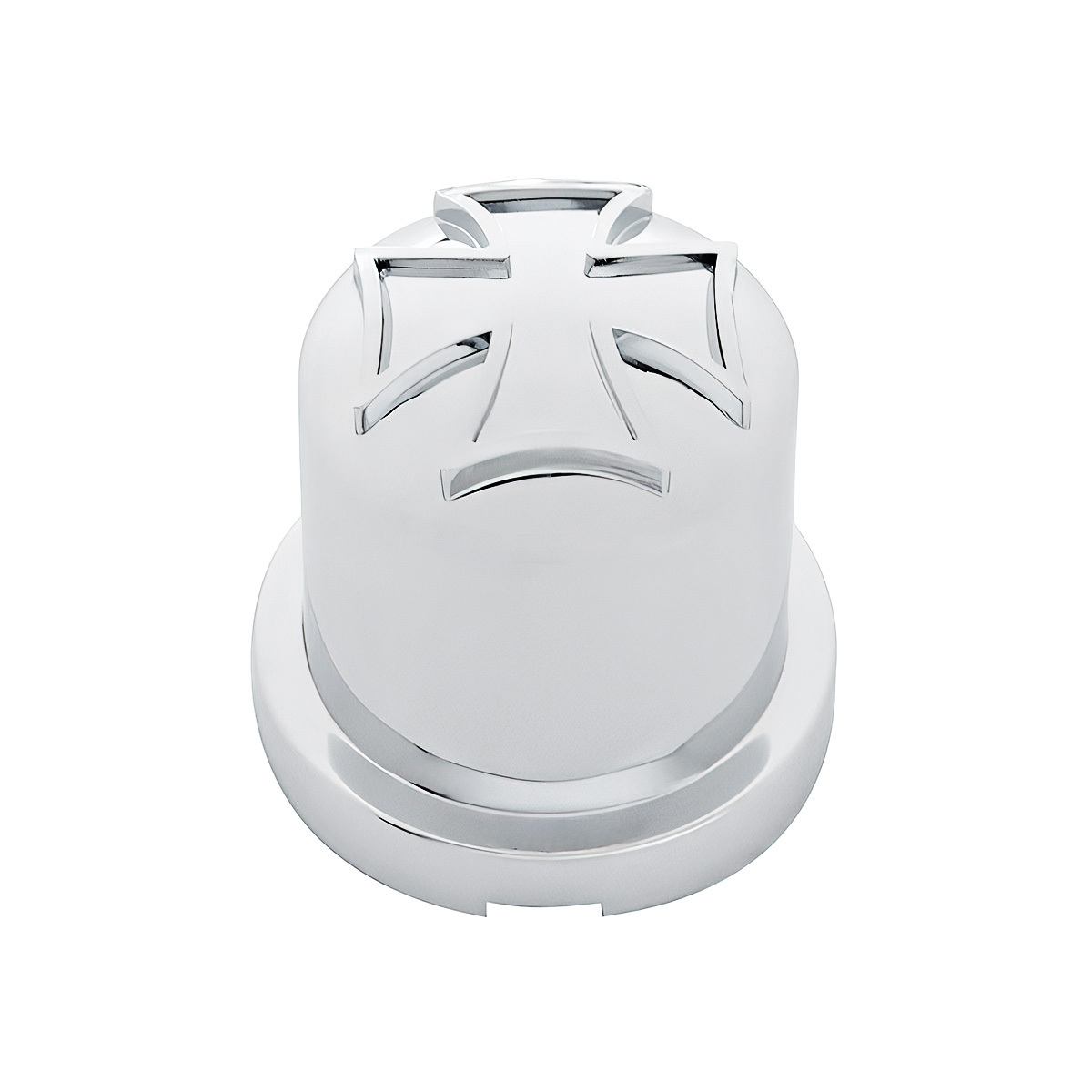 7/16" X 1-3/4" Chrome Plastic Iron Cross Nut Cover, Push-On Style (Bulk)