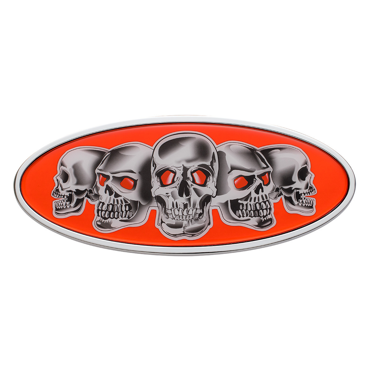 Chrome Die Cast Skull Emblem - Red