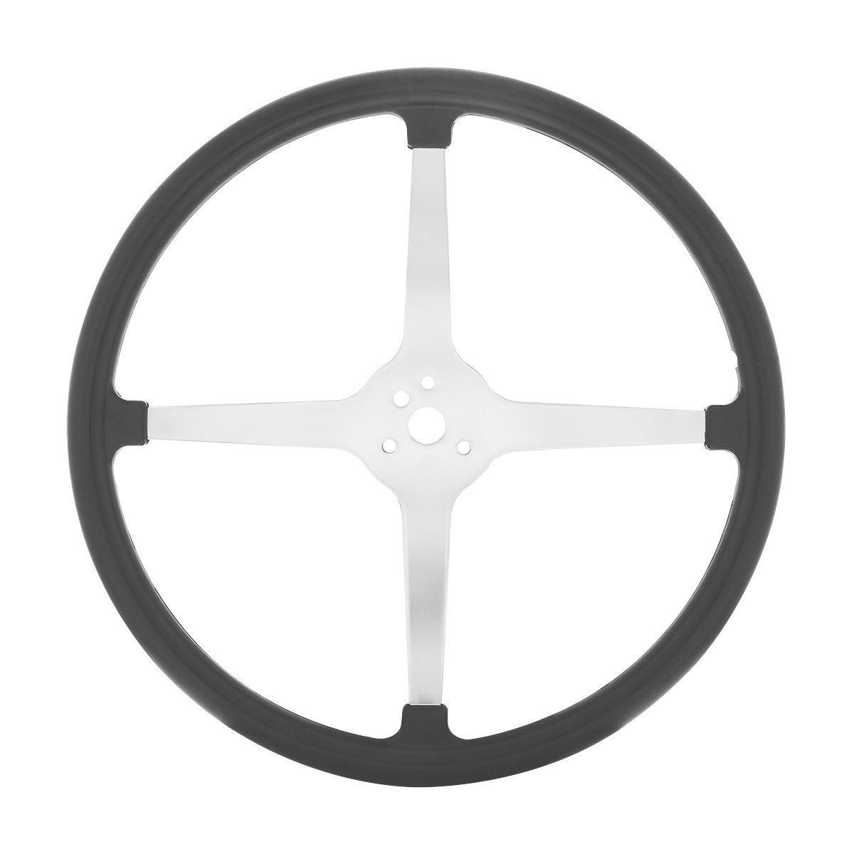 15" Chrome Plated 3-Bolt Track Style Steering Wheel With Rubber Grip