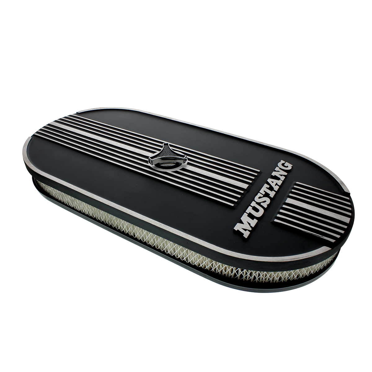 Aluminum Mustang Script Oval Air Cleaner For Dual 4 Barrel Carburetor